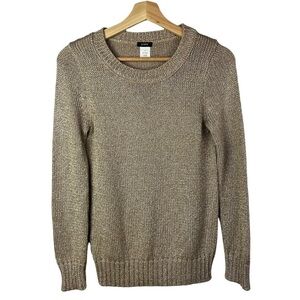 J. Crew Light Brown Metallic Crew Neck Long Sleeve Sweater S
